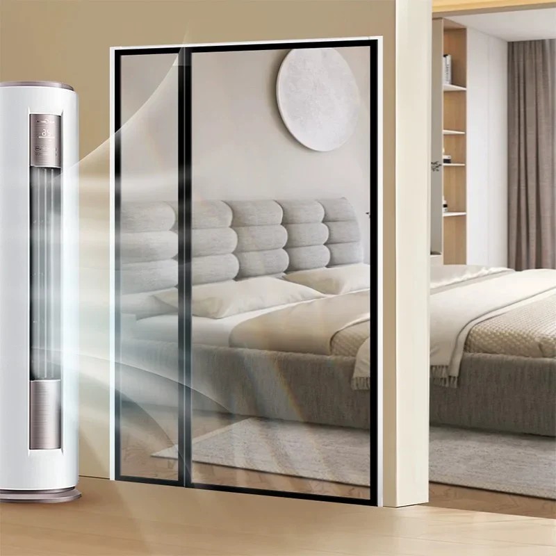 Side opening winter warm air windproof air conditioning door curtain, magnetic partition curtain,