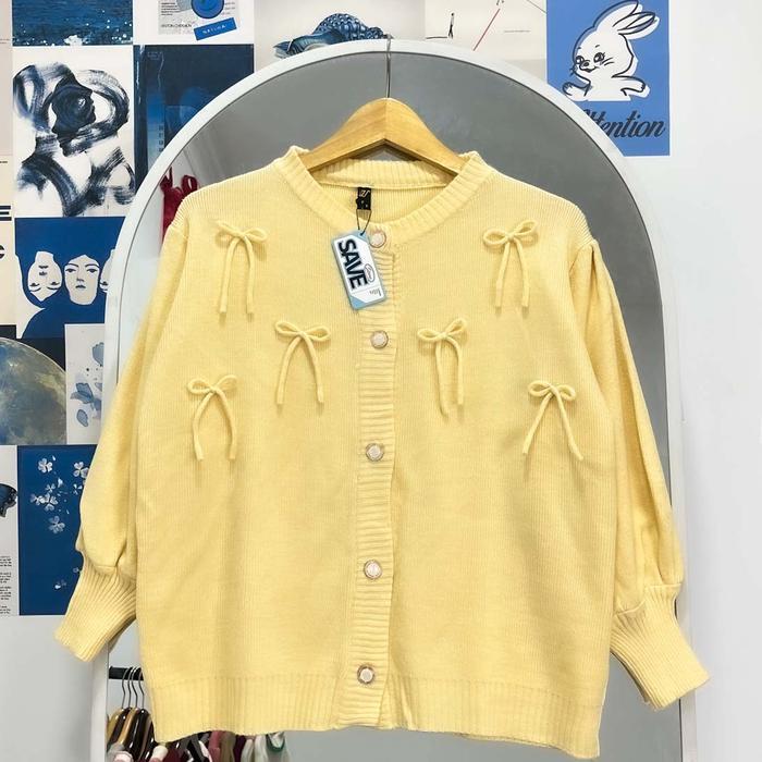 Auryn Cardigan Knit - Kardigan Rajut Wanita Lengan Balon atasan rajut