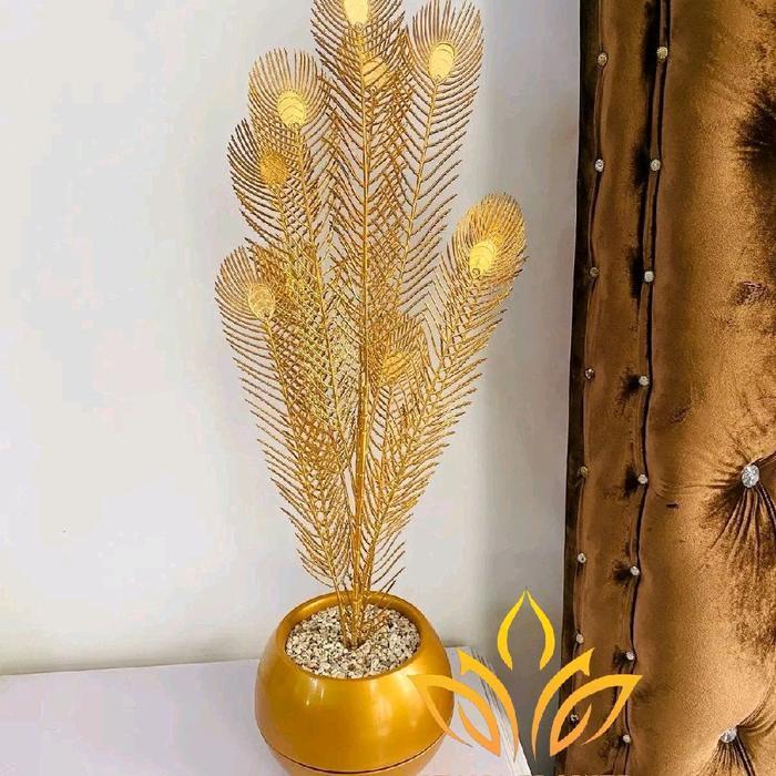 N3W BUNGA HIAS MEJA MERAK GOLD SATU SET POT BOLA GOLD BISA (COD)