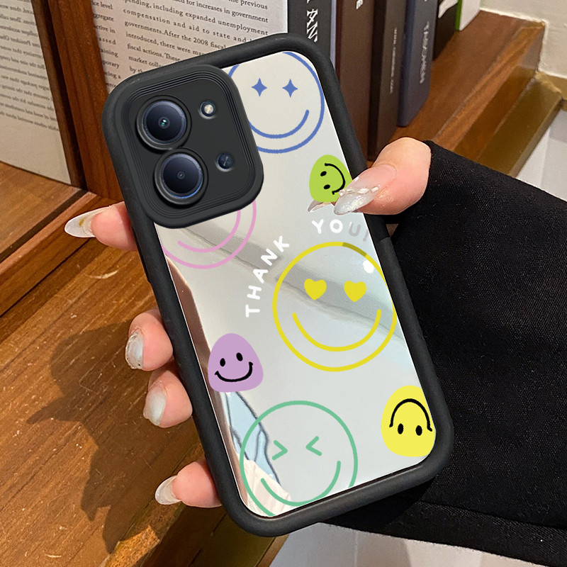 Casing Hp Untuk Xiaomi Redmi 15C Case Casing Kematian Smile Emoji Tas Pola Kasus cermin tangga HP Ka