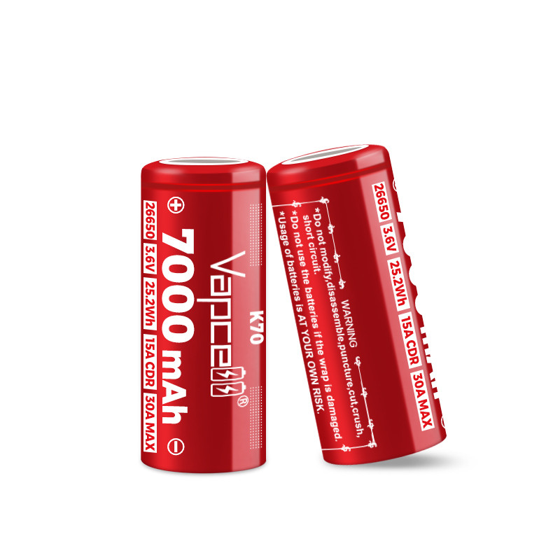 Vapcell K70 26650 Maximum Capacity 7000mAh 3.6V 25.2WH High-power 30A Lithium-ion Battery for