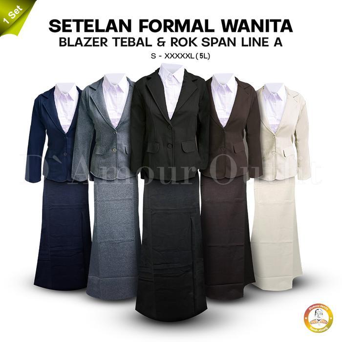 D'Amour Outfit Setelan Blazer Rok Span Line A Wanita Formal Fashion Seragam Kantor Cewek Elegan