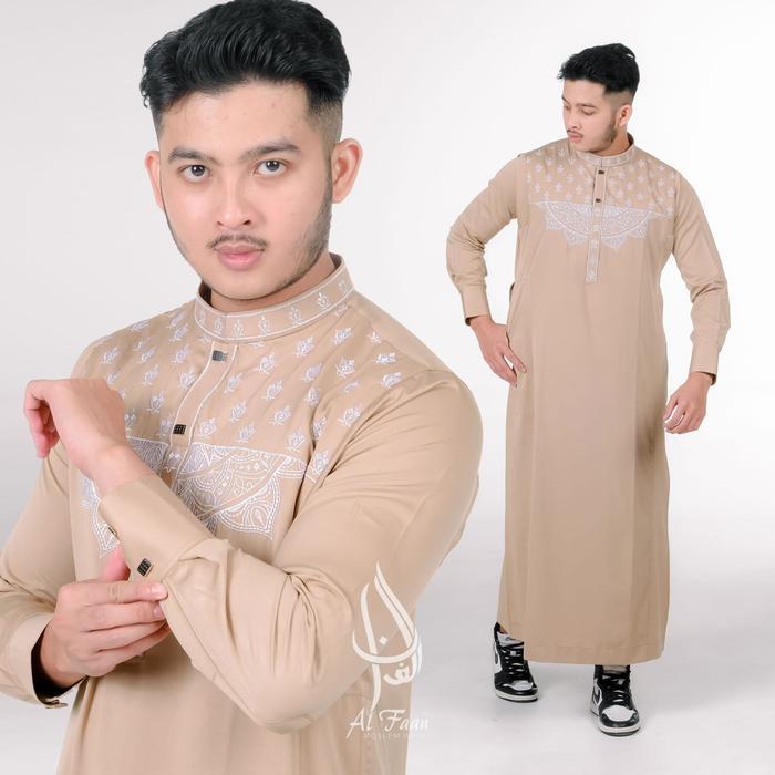 Jubah Slimfit Bordir Dada Jubah pria Slimfit Gamis Jubah Pria Muslim jubah alfaan gamis pria busana