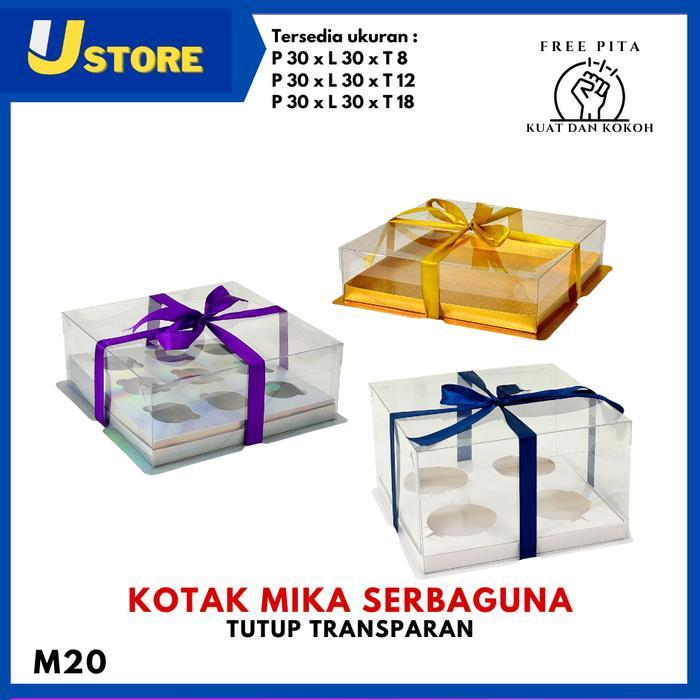 Kotak Kue Box Mika Cake Box 30x30 cm Box Puding Kotak Kue Mika Transparan PET Kotak Kado Gift Box
