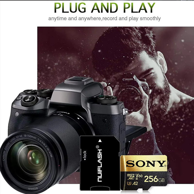 SONY High Speed TF Micro SD Card 128GB/256GB/512GB/1024GB A2 U3 V30 Stable Read/Write Black & Gold