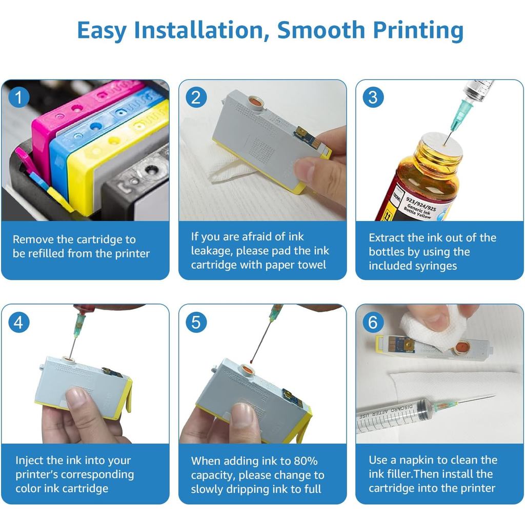 924 Ink Bottle Refill for HPQ OfficeJet Pro 8120 OfficeJet Pro 8122e 8124e 8125e 8132e 8134e 8135e