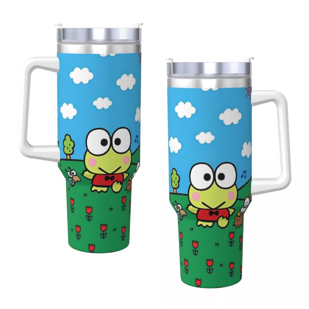 MINISO Keroppi Cartoon Stainless Steel Tumbler Camping Mugs Cup Large Coffee Mug Portable Cold and