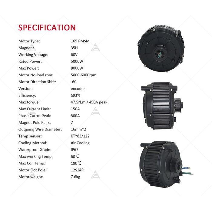 READY QS MOTOR 165 V1 5000W 5KWMid Drive Motor listrik 72v