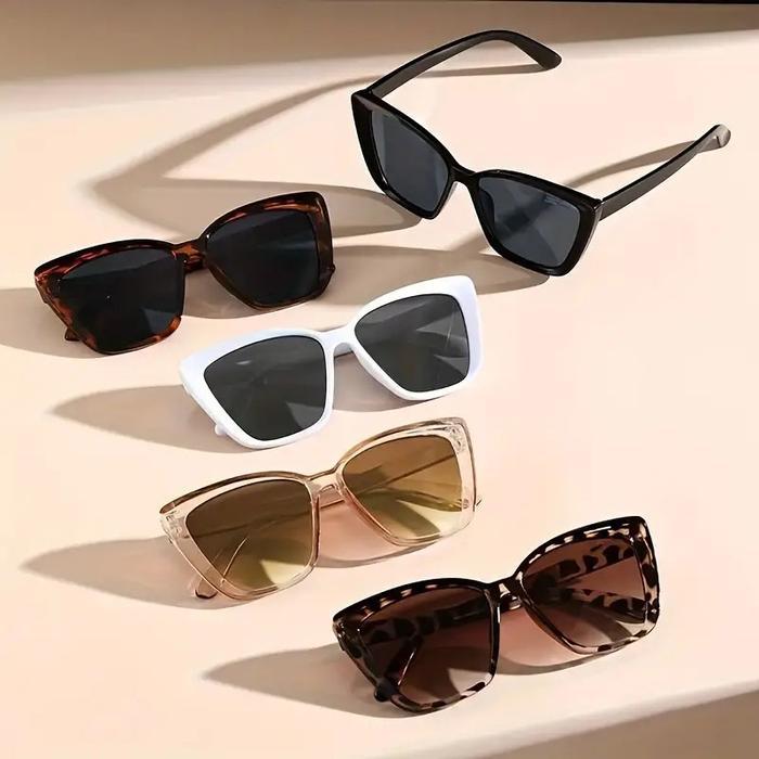 Kacamata Hitam Unisex Model Cat Eye Bingkai Persegi Besar Kacamata Fashion