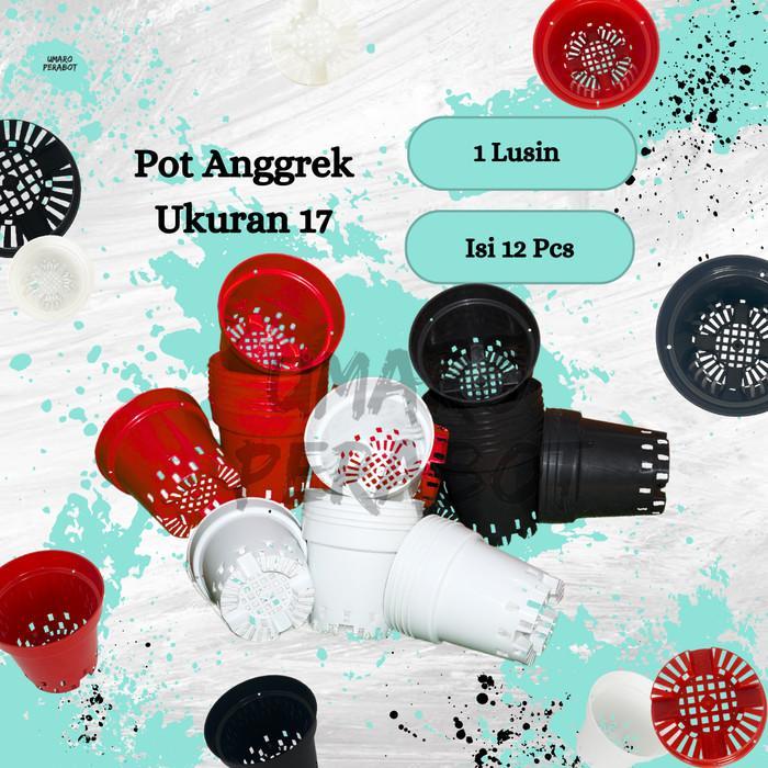 Grosir 1 Lusin Pot Anggrek Ukuran 17 / Pot Tanaman / Pot Bunga / Pot Plastik / Umaro Perabot