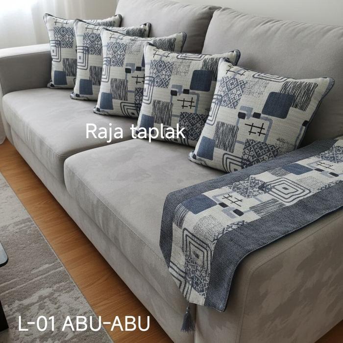Sarung bantal kursi sofa /sarung bantal kursi tamu 1 set + taplak
