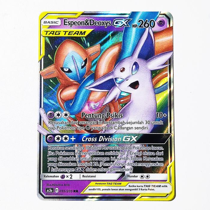TERBARU Espeon & Deoxys GX Tag Team 055/205 AC3a- Kartu Pokemon Indonesia BISA GRAB