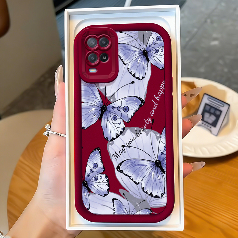 Casing Hp untuk OPPO A54 Case Purple butterfly Kasing silikon Cesing Elastis Softcase Kesing