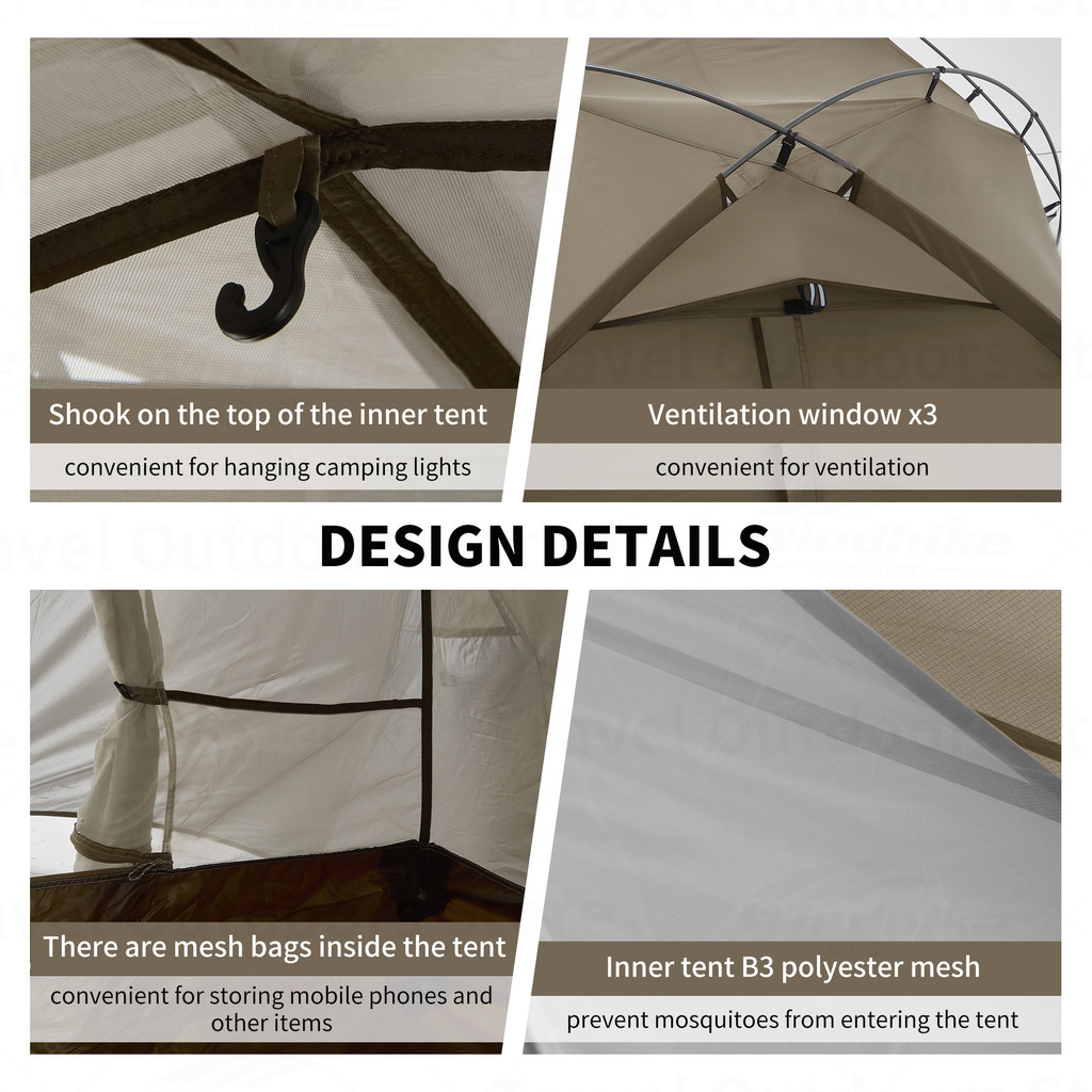 Naturehike Quick-set Camping Tent Large Space Four-season Tent Waterproof 2 Person Tent