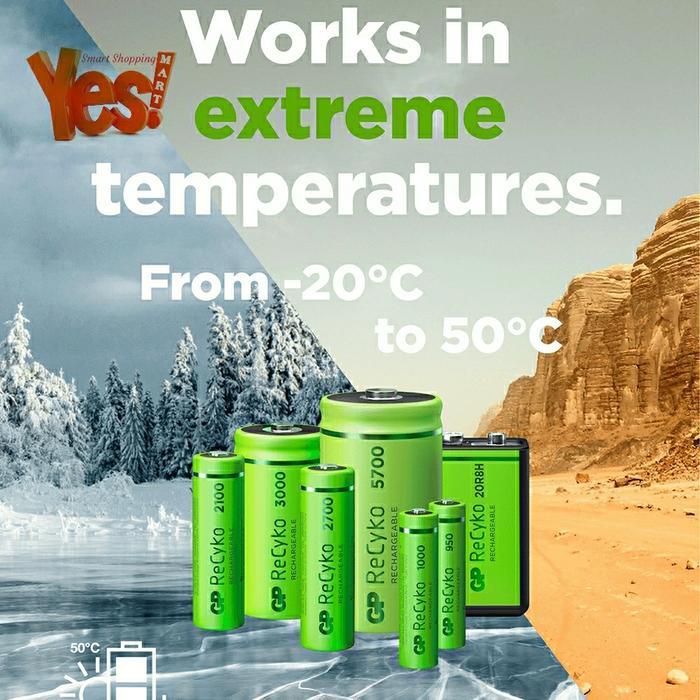 GP Recyko 4pc Baterai A3 AAA Rechargeable 950mAh