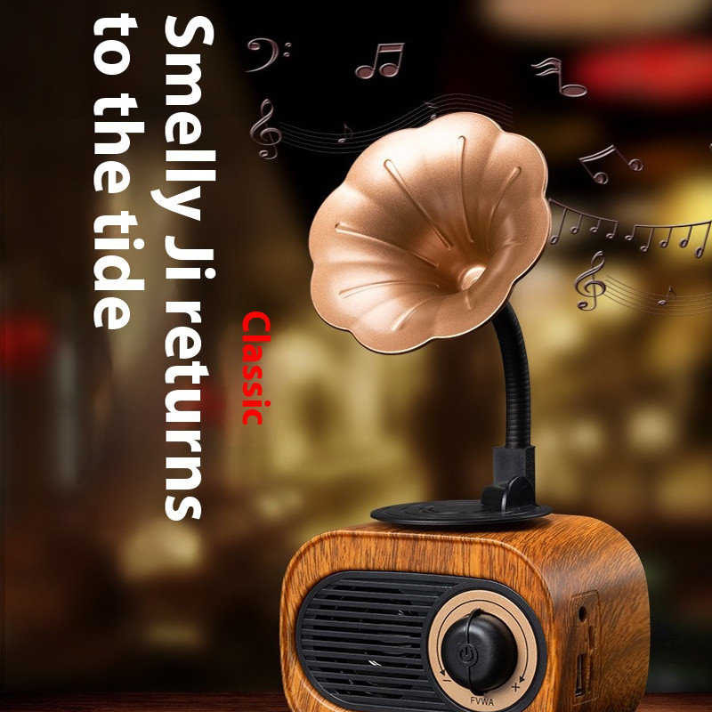 Retro Wood Bluetooth Speaker Portable Wireless Mini Outdoor Sound System with TF FM Radio Music MP3