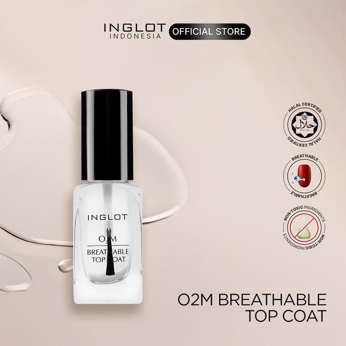 Inglot O2M Breathable Top Coat - Kutek / Nail Polish / Cat Kuku Halal, Bening, Transparan, Clear, ,