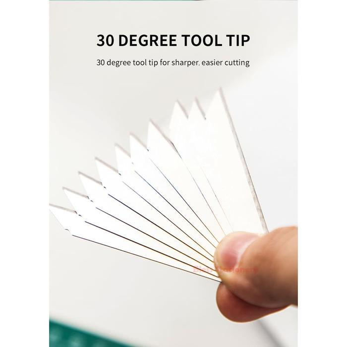 "New" Deli isi cutter 30 derajat isi ulang cuter runcing Refill Cutter Blade 30 Degree