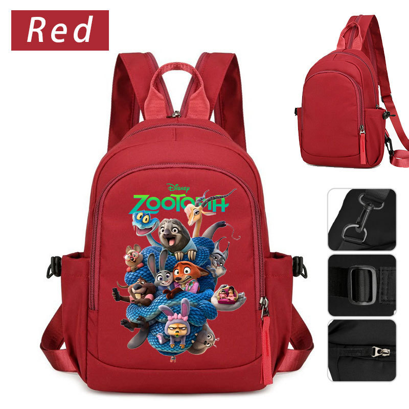 Zootopia Anime Backpack Chest Bag Two-way Zipper Sport Waterproof Pack Crossbody Wallet Candy Bag