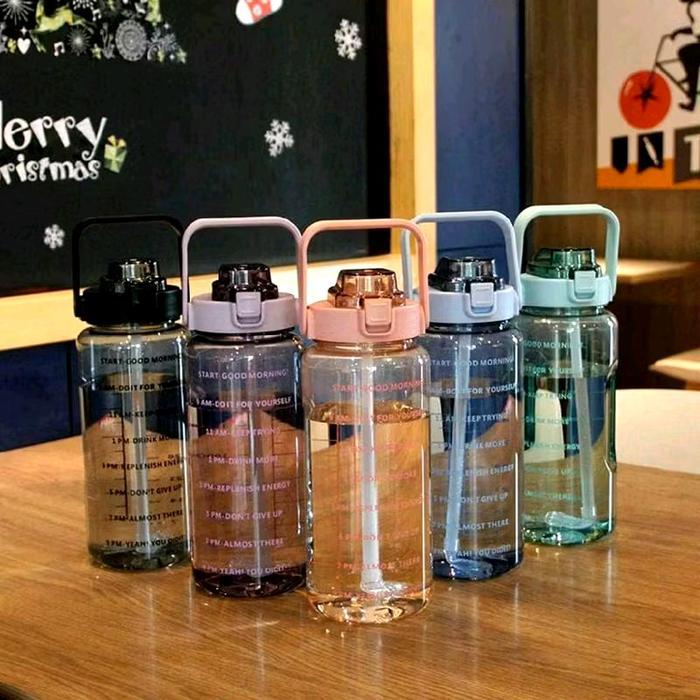 B (B95) BOTOL MINUM KOREA VIRAL TUMBLER MOTIVASI MINUM 2 LITER