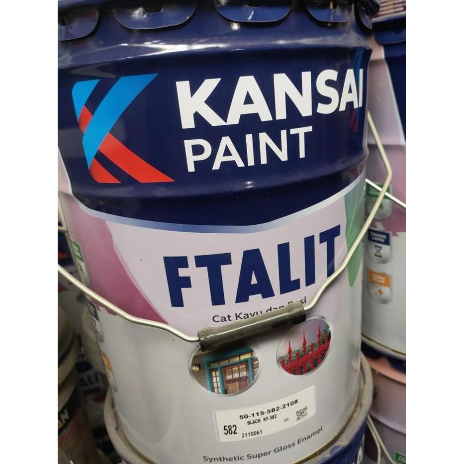 CAT BESI & KAYU WARNA HITAM KANSAI FTALIT KF-582 BLACK KEMASAN PAIL-20KG