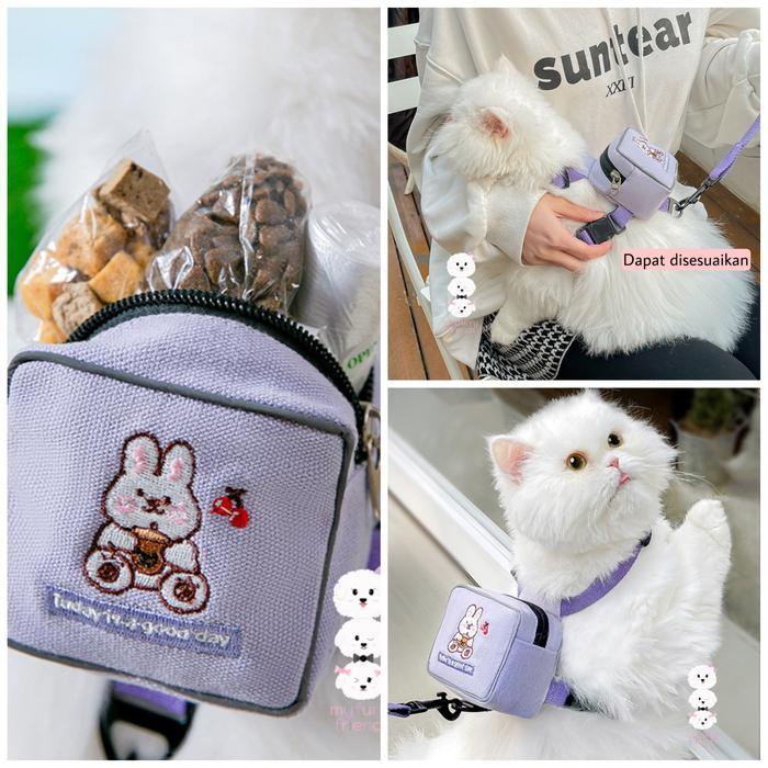 TALI TUNTUN LUCU KUCING ANJING KECIL BACKPACK HARNESS CATS AND DOGS