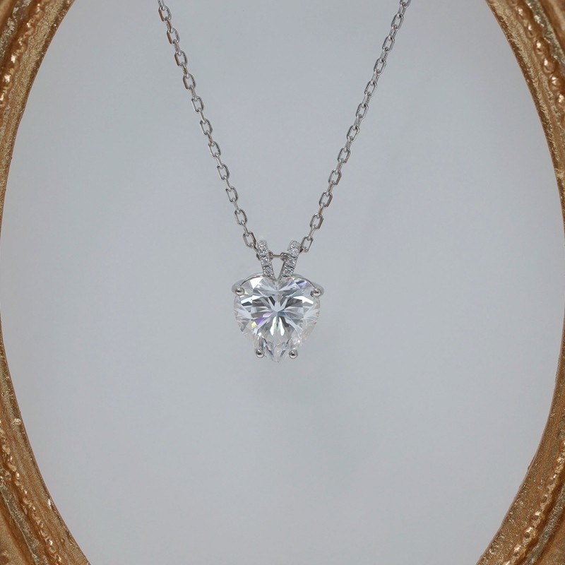 8x8mm D VVS1 Heart Shape Moissanite Pendant Necklace S925 High Quality Moissanite Diamond Fine