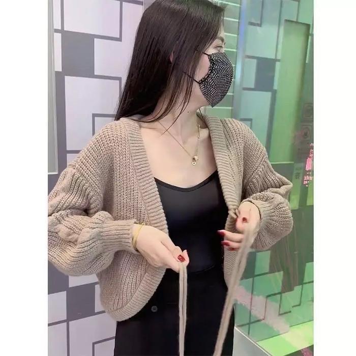 Joly Sweater Tali Depan Rajut Wanita Baju Lembut Baju Knitwear Tebal
