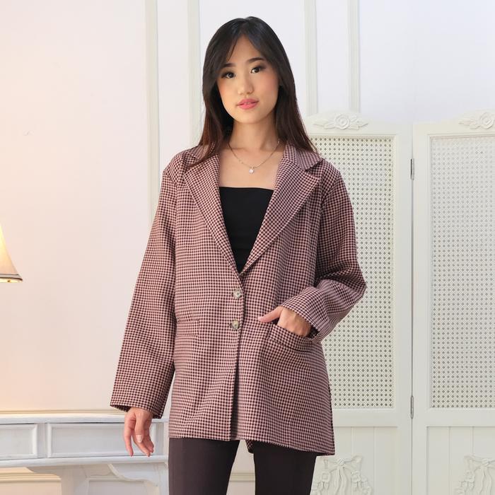 Blazer Wanita Kotak-Kotak / Blazer Jumbo / Blazer Wanita Baju Kantong