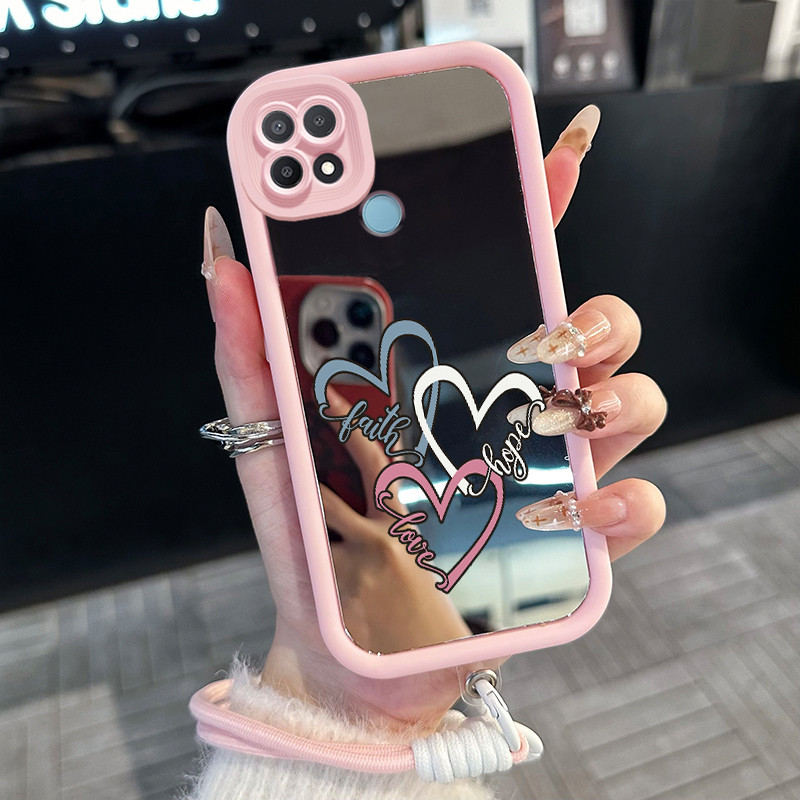Casing Hp untuk OPPO A15 A15s A35 4G Case Casing cinta pola Silikon Softcase Kasing HP tali gantung 