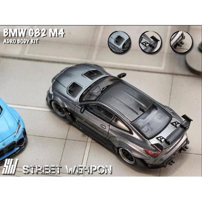 SW64185 SW64186 - Street Weapon 1/64 - BMW G82 M4 Adro Body Kit Titanium Steel Gray Miami Blue -