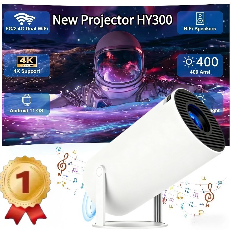 Mini HY300 Smart Android Projector Portable Wireless Home Theater Pocket Projector with Latest