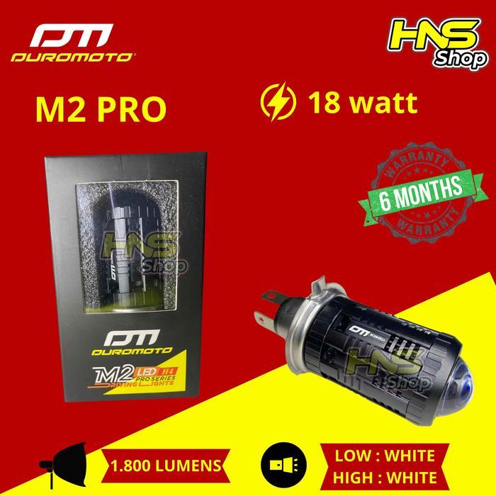 DUROMOTO M2 PRO SERIES 18 WATT LAMPU LED H4 LAMPU TEMBAK PROJECTOR NEW ORIGINAL QUALITY