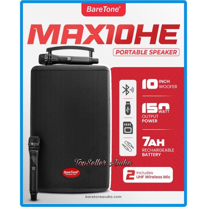 Speaker Portable Baretone Max10He / Max 10He / Max 10 He Bluetooth-Tws Terpercaya