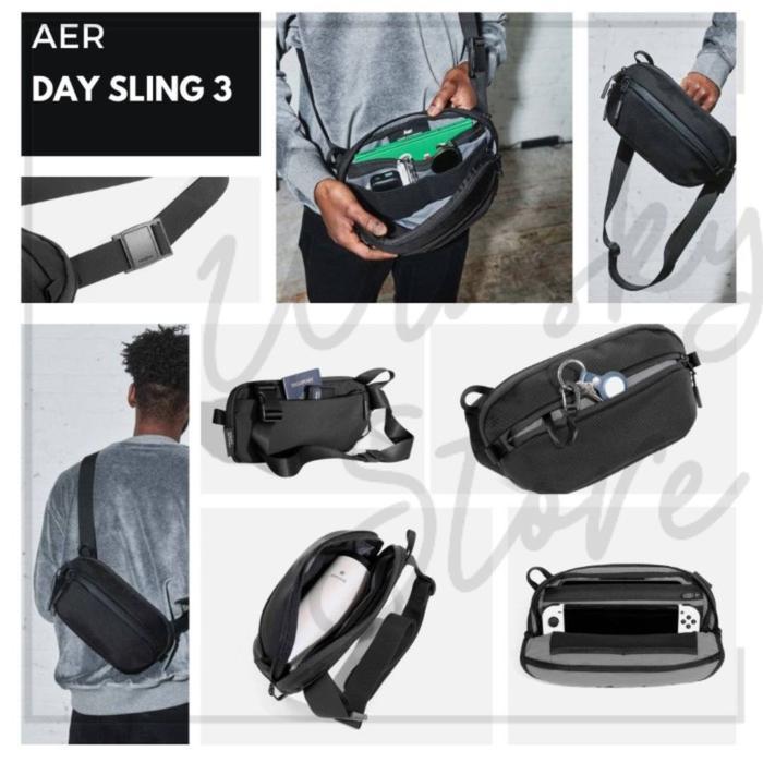 Tas Selempang Minimalis Aer Day Sling 3 Black Cordura 1680D Sling Edc Bag Tas
