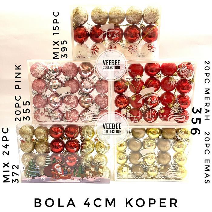 TERLARIS Bola natal 4cm mika koper/ bola hias pohon natal/mainan natal bola