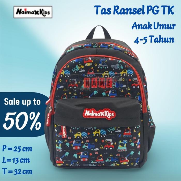 TAS SEKOLAH ANAK LAKI-LAKI PG TK MEDIUM KARAKTER EXCAVATOR TAS ANAK COWOK MOTIF MOBIL ANAK