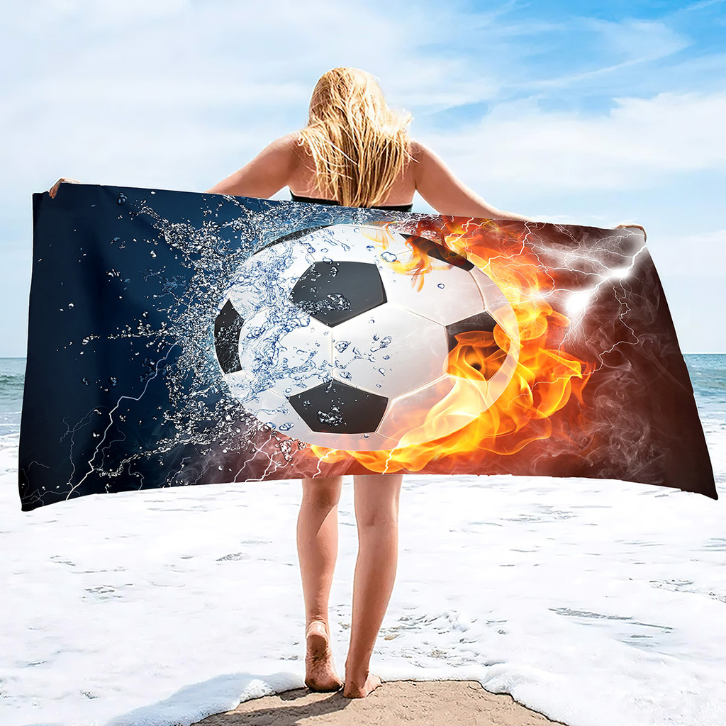 Soccer Beach Towel,Beach Towels for Men Boys,Football Towel Boys Sport Towel, Personalized Pool Beac