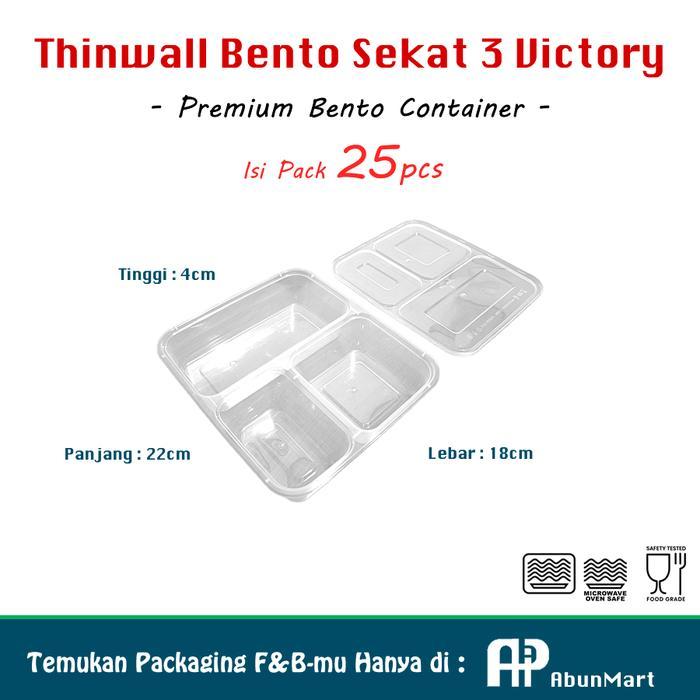 Thinwall Bento Sekat 3 (Victory) Isi 25pcs