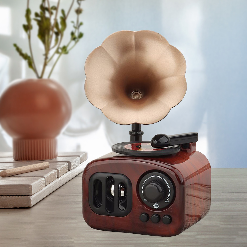 Retro Gramophone Music Box Home Desktop Decoration Mini Mechanism Clockwork Gramophone for Birthday