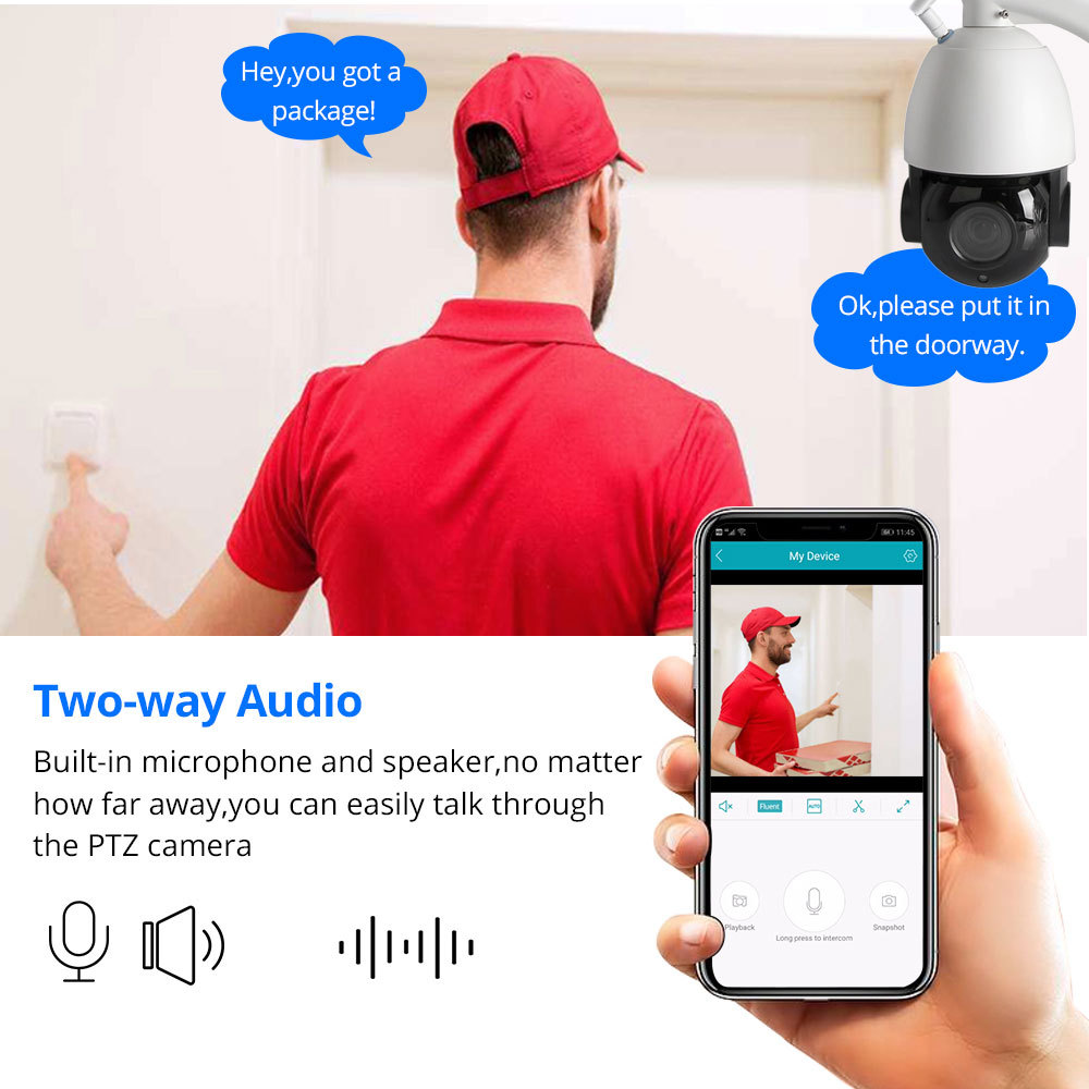 XMEYE 5MP 36X Zoom Wifi PTZ CCTV Camera Security System Kit 5MP 4CH Wireless NVR Kit 2 Way Audio IP