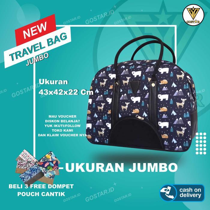 "New" Tas wanita Tas Travel bag Jumbo kanvas Tas pakaian wanita Koper Tas baju Jumbo Tas mudik cewek