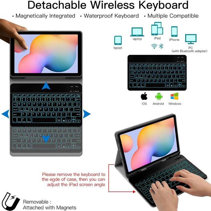 ( CASE + KEYBOARD BACKLIGHT ) Samsung Galaxy Tab A7 Lite 8.7 Inch Tablet 2021 2023 Wireless