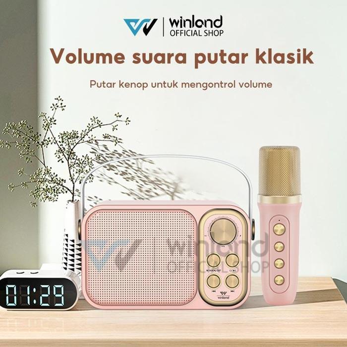 [Nurjannah Aliyah] Winland Speaker Bluetooth Karaoke Speaker Set Ktv Wireless Lucu Portabel Luar