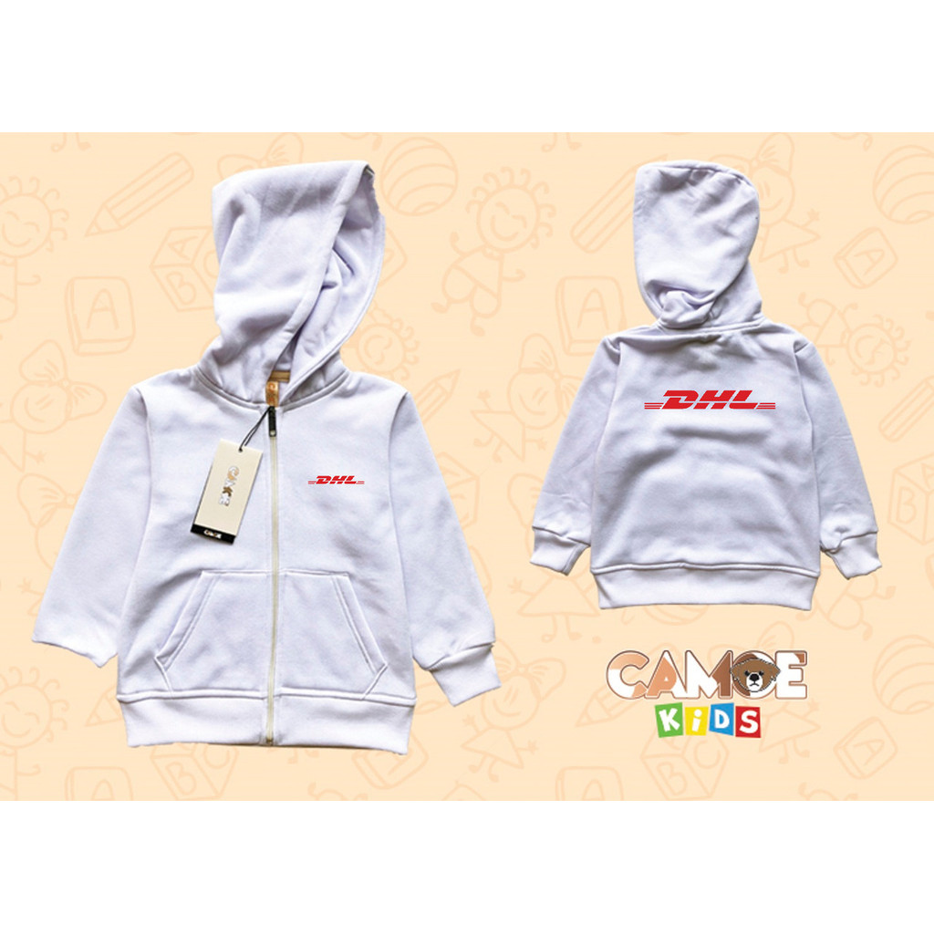 Jaket Hoodie Zipper Anak KIDS Dhl logo