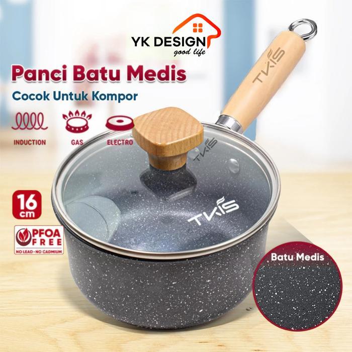 TKIS Panci Mie Panci susu Panci Kuah Panci Batu medis anti lengket ukuran 16cm