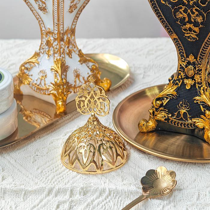 Tempat Bakar Dupa Bulat Arab Antik Resin Mewah Dupa Bakar Arab Bentuk Piala (4 Sudut) untuk Hiasan