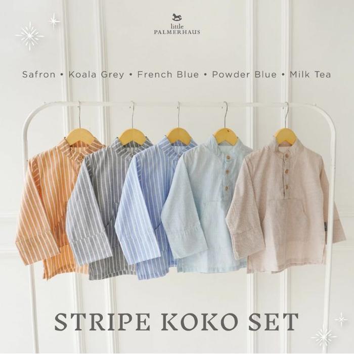 Little Palmerhaus Stripe Koko Safron Baju Koko Anak