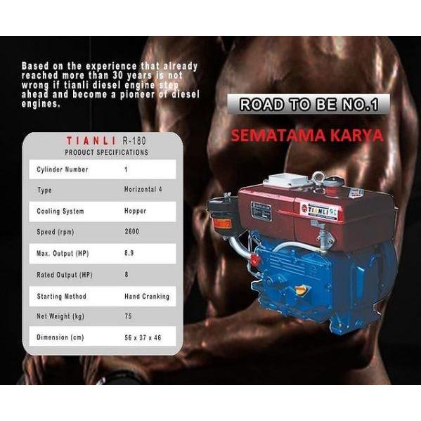 Mesin Diesel 8PK 8 PK 8HP 8 HP R180 TIANLI (Tanpa Tanki)