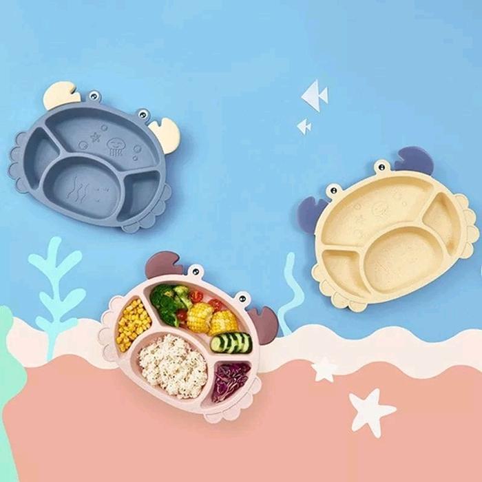Set Makan Piring Anak Karakter Kepiting Crabs Sendok Piring Sumpit Garpu Kitchenware